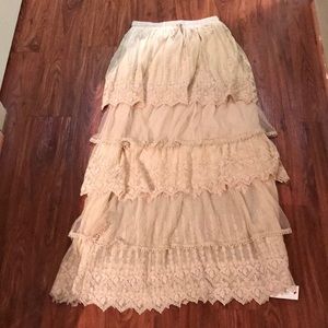 NWT Lace Maxi Ruffle Skirt